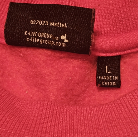 Barbie‎ All Over Logo Pink Crewneck Sweatshirt Women's Size L - Picture 5 of 5